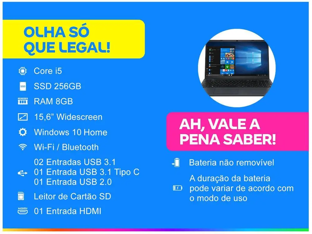 Notebook Vaio FE15 B0611H Intel Core i5 8GB