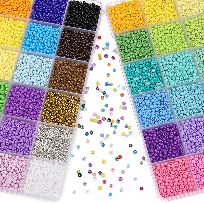 약 5200Pcs24 그리드 쌀 구슬 상자 수제 DIY 쥬얼리 팔찌 귀걸이 Kandi 쥬얼리 액세서리 재료