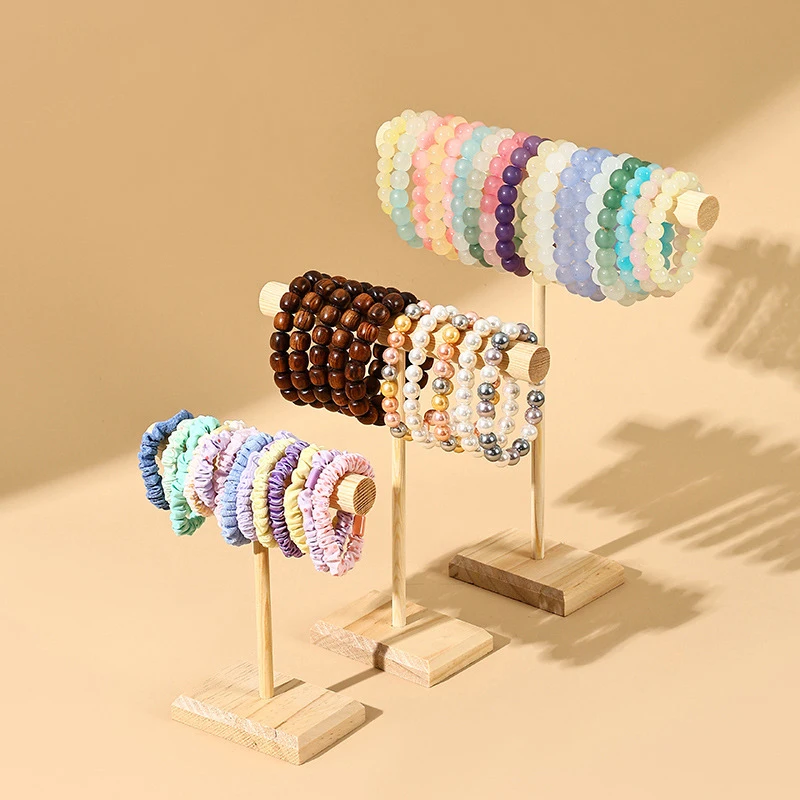 แบบพกพาไม้สร้อยข้อมือ T-Bar Rack เครื่องประดับยืนแสดงสําหรับกําไลข้อมือนาฬิกาสร้อยคอ Home องค์กรผู้ถือตู้โชว์