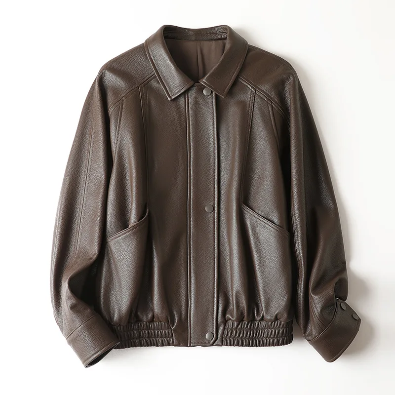 Herbst Winter Neue 100% Echtes Leder Jacken für Frauen Casual Lose A-ebene Schaffell Weibliche Lange Sleeve Zipper Jacken mäntel