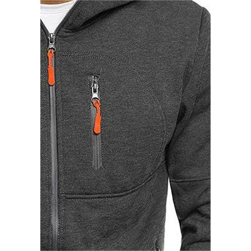 Jaqueta com capuz masculina de cor sólida casual com capuz de manga comprida com zíper moletom esportivo para academia primavera outono