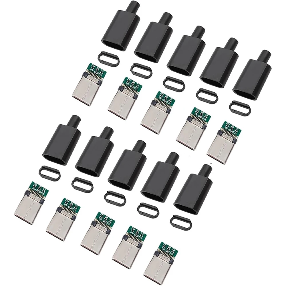 5/10 Sätze USB 3.1 Typ C Stecker Stecker DIY Lötdraht USB C Stecker Adapterkabel für DIY Datenleitung Schnittstelle Stecker Buchse