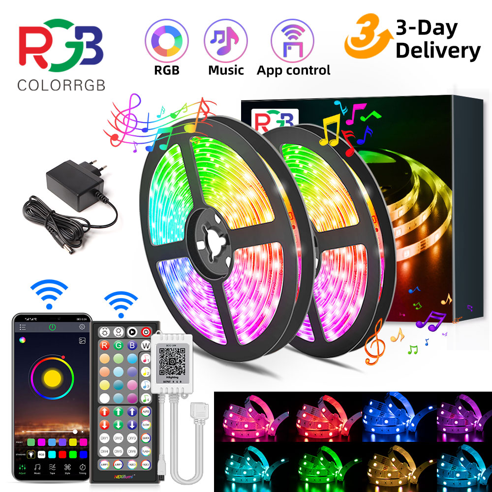 LED-Streifenlicht, RGB 5050/SMD3535, flexibles Band, DIY-LED-Lichtleiste RGB-Banddiode DC 12 V Bluetooth-Weihnachtsbeleuchtung