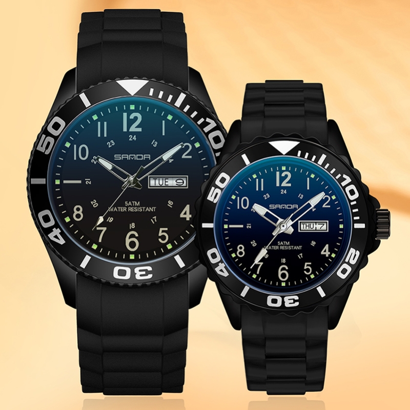Sanda Mode Top brandneue Liebhaber Armbanduhren Männer und Frauen Silikon armband Paar 50m wasserdichte Uhren mit Tag