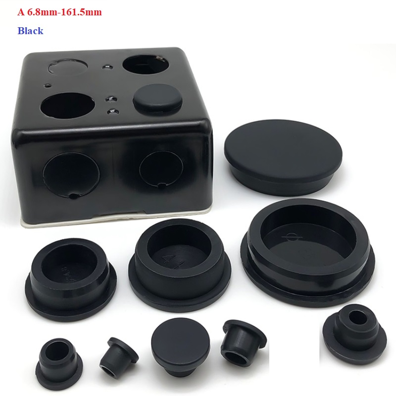 Orificio 6,8-161,5mm negro/blanco tapón de orificio de sello de goma de silicona tapa de extremo ciego hueca insertos de tubería de tapón a prueba de polvo tapón tipo T