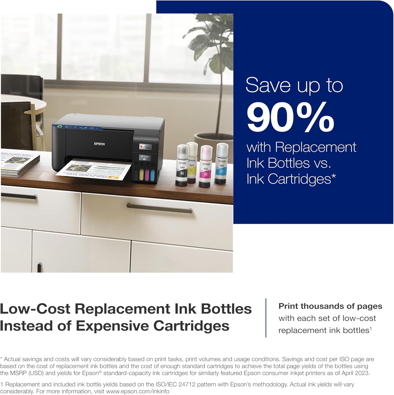 EcoTank ET-2400 Wireless Color All-in-One Cartridge-Free Supertank Printer with Scan and Copy – Easy, Everyday Home Printing