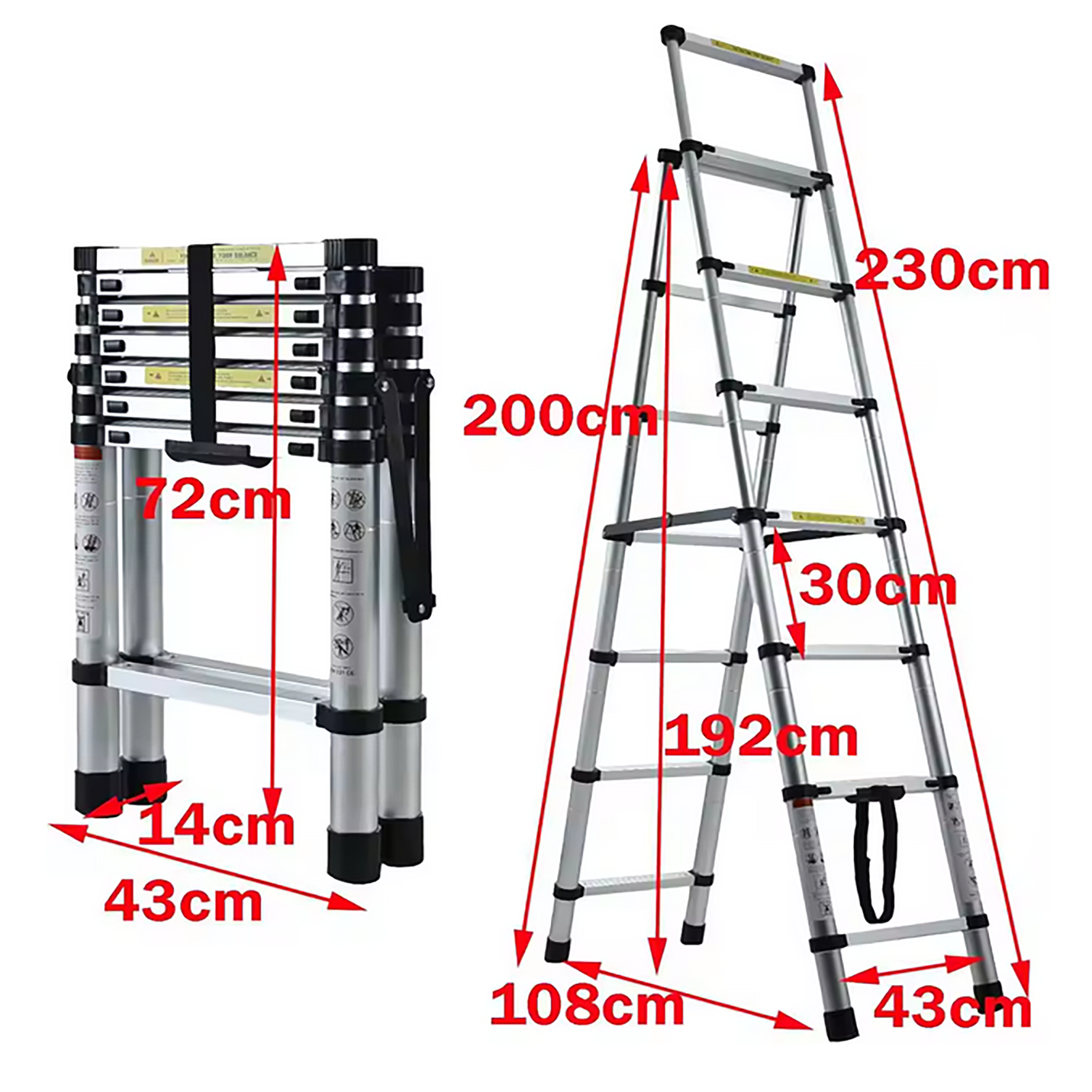 Telescoping Step Ladder Aluminum 4+5 Steps Max 150kgs Capacity A-Frame Multipurpose Ladder for Indoor and Outdoor Household