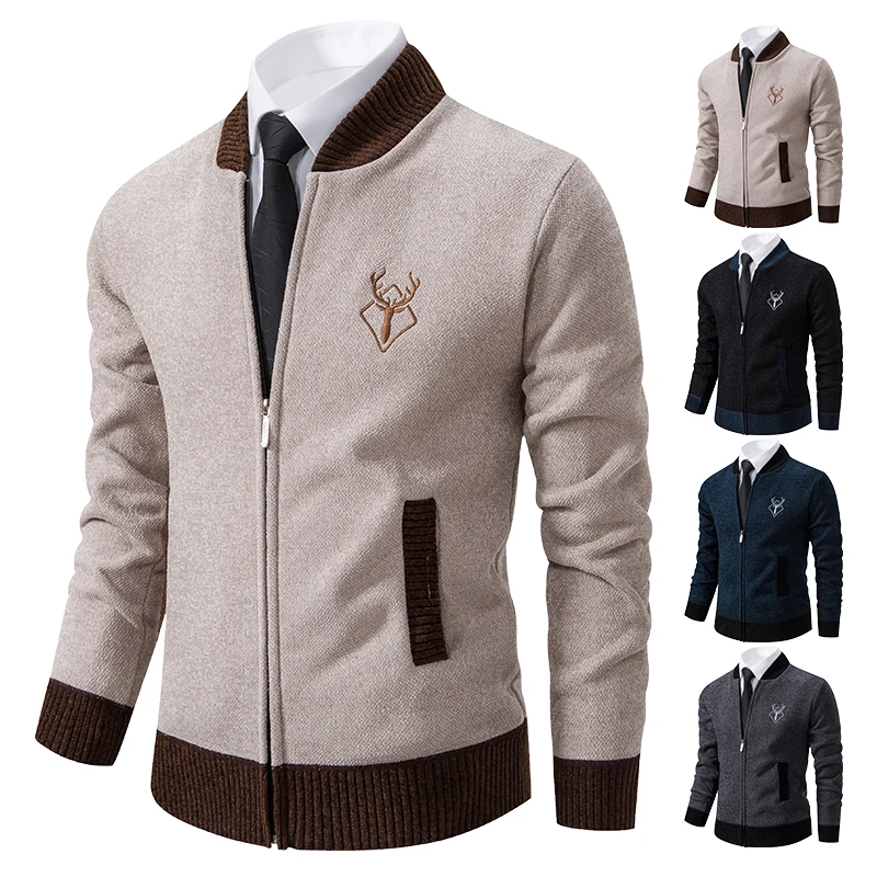 Pullover Strickjacke Gestrickte männer Kleidung Koreanischen Stil Langarm Fleece Warme Mantel Baseball Jumper Neue Wolle Sweatercoat