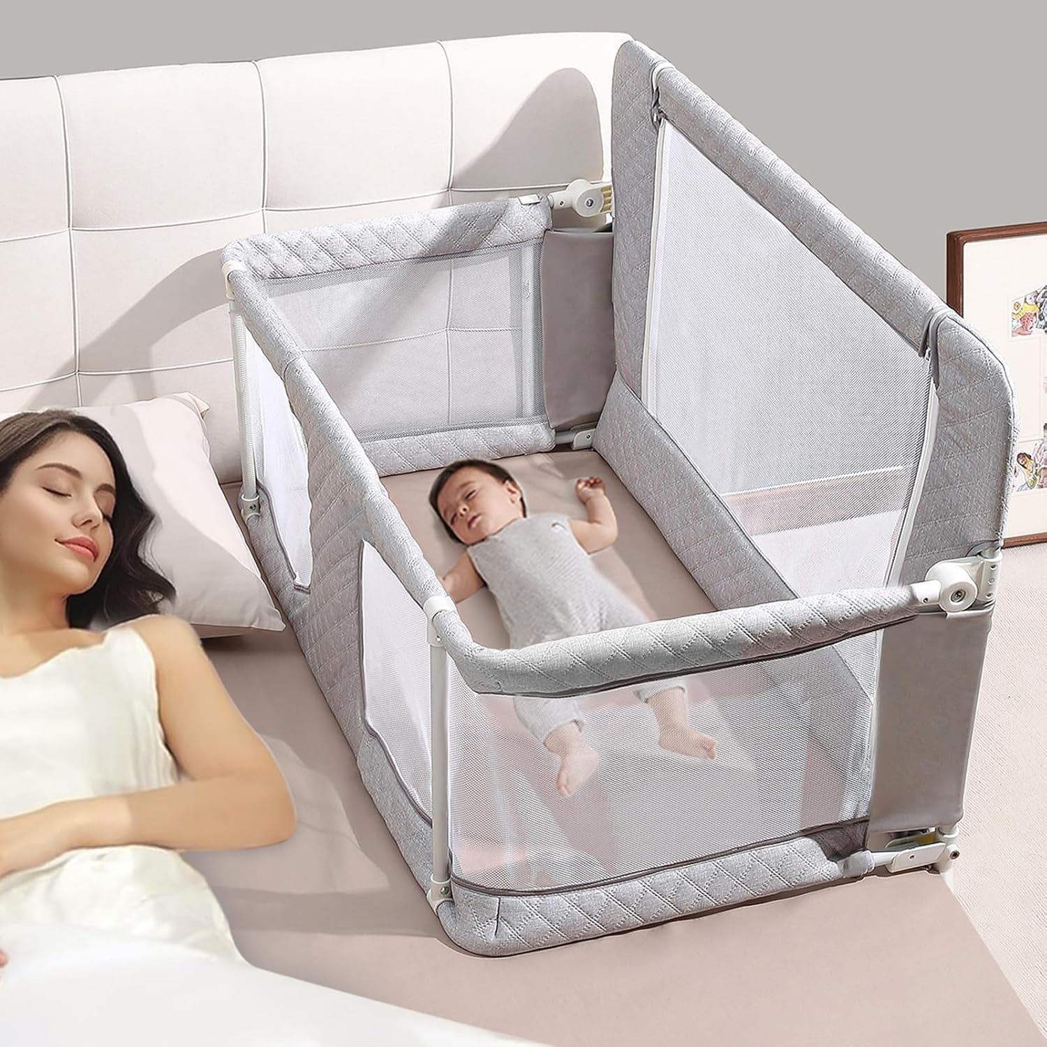 Berceau pliant 3 en 1 pour bébé – Sommeil portable avec fenêtre en maille respirante, doublure lavable, pli compact en 3 secondes