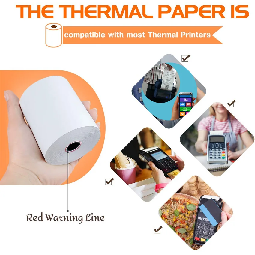 10 Rolls BPA-Free 48g Thin Thermal Paper Rolls 80x40mm Printing Paper 80mm Thermal Receipt Paper for Cash register POS System