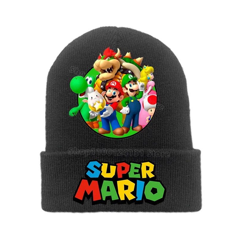 Gorro de Super Mario Bros para niños, gorros de punto de Anime, gorro de bebé de moda, gorros de invierno de dibujos animados, gorro de patrón delicado, regalos de navidad