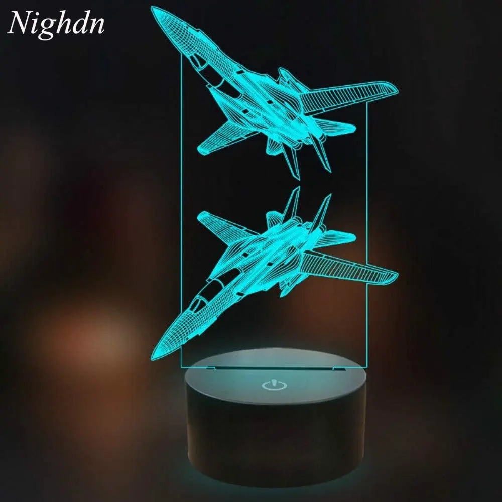 Flugzeug 3D Lampe Led Nachtlicht für Kinder USB Tisch Lampen Schlafzimmer Dekoration Geburtstag Weihnachten Geschenk Kind Nachthimmel Kämpfer Spielzeug