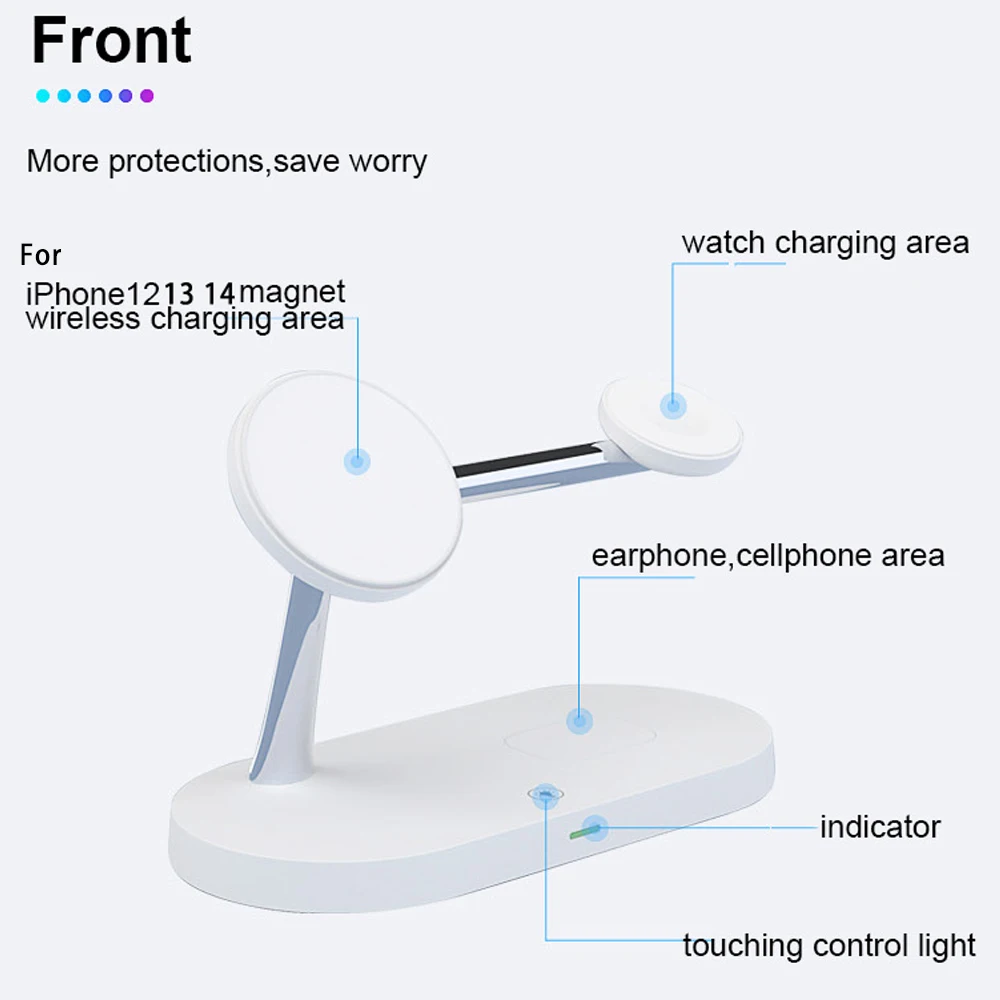 3 in 1 Magnetic Wireless Charger Stand For iPhone 12 13 14 15 16 Fast Charging Station for Apple Watch 10 9 8 7 6 5 Airpods Pro
