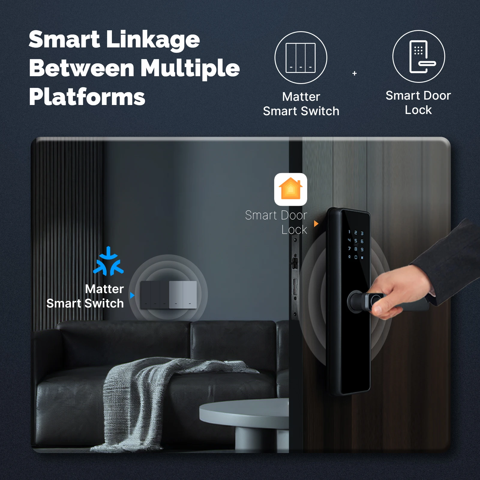 Inteligentny włącznik światła MOES EU WiFi Tuya Matter, współpracuje z Alexa Google Apple HomeKit SmartThings, pilot głosowy aplikacji