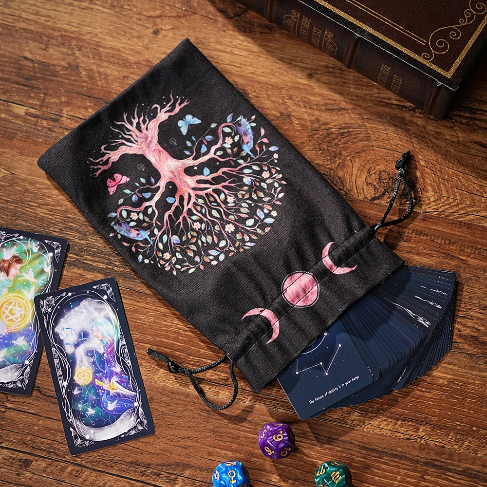 Sac de rangement de cartes Oracle Tarot en velours, pochette de Tarot, dés Rune, sac à bijoux en cristal, pochette à usage Multiple, Divination des sorcières, 1 pièce/6 pièces