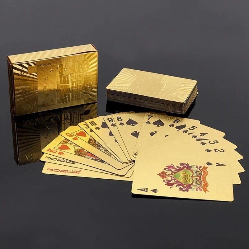ทองฟอยล์โป๊กเกอร์การ์ดสไตล์ยูโรเล่นพลาสติกการ์ดกันน้ําเกม Props Magic เครื่องมือวันหยุดของสะสมของขวัญปาร์ตี้