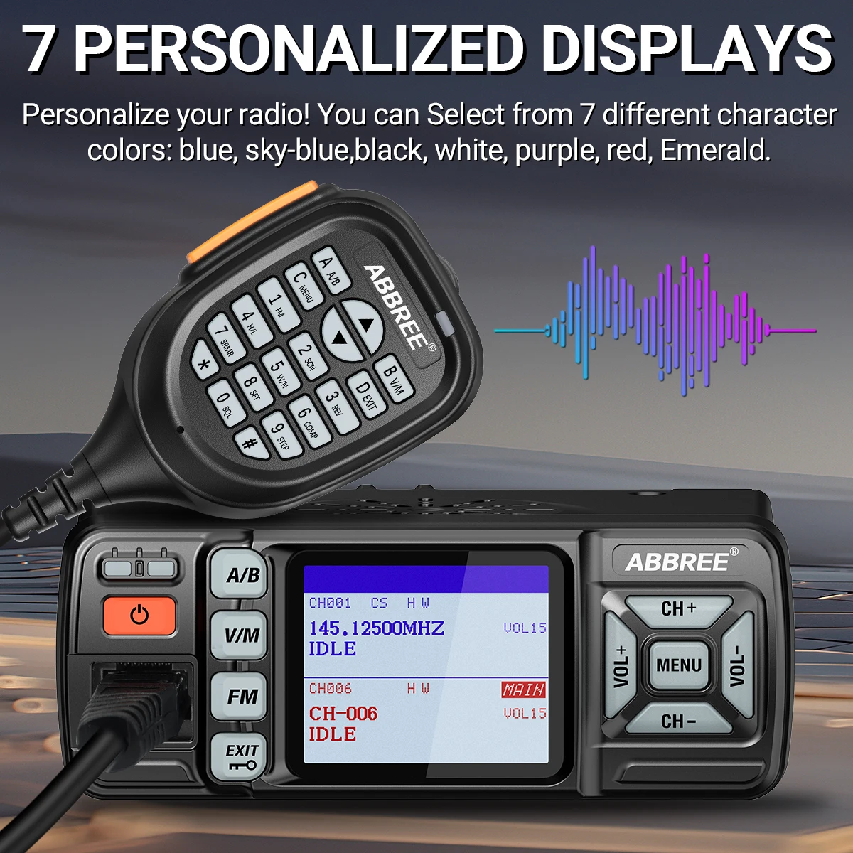 ABBREE AR-318 Mini-Mobilfunkgerät, 25 W, U/V-Band, große Reichweite, Dual-Modus-Uhr, DTMF, Sprachverschlüsselung, Auto-Walkie-Talkie