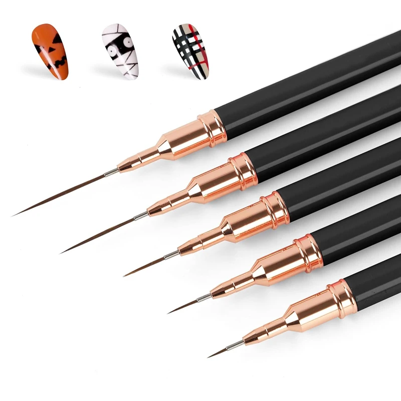5 uds. Revestimientos profesionales para decoración de uñas, pinceles para rayas, herramienta ultrafina, pinceles para pintar y dibujar detalles, herramientas para bolígrafos de manicura