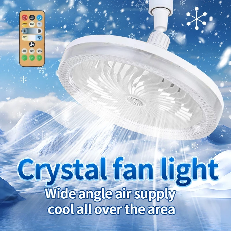 พัดลมคริสตัล Light น้ํามันหอมระเหย Universal Head ห้องนอนจี้ไฟรีโมทคอนโทรลอัจฉริยะ e27 สกรูปาก LED Fan Light