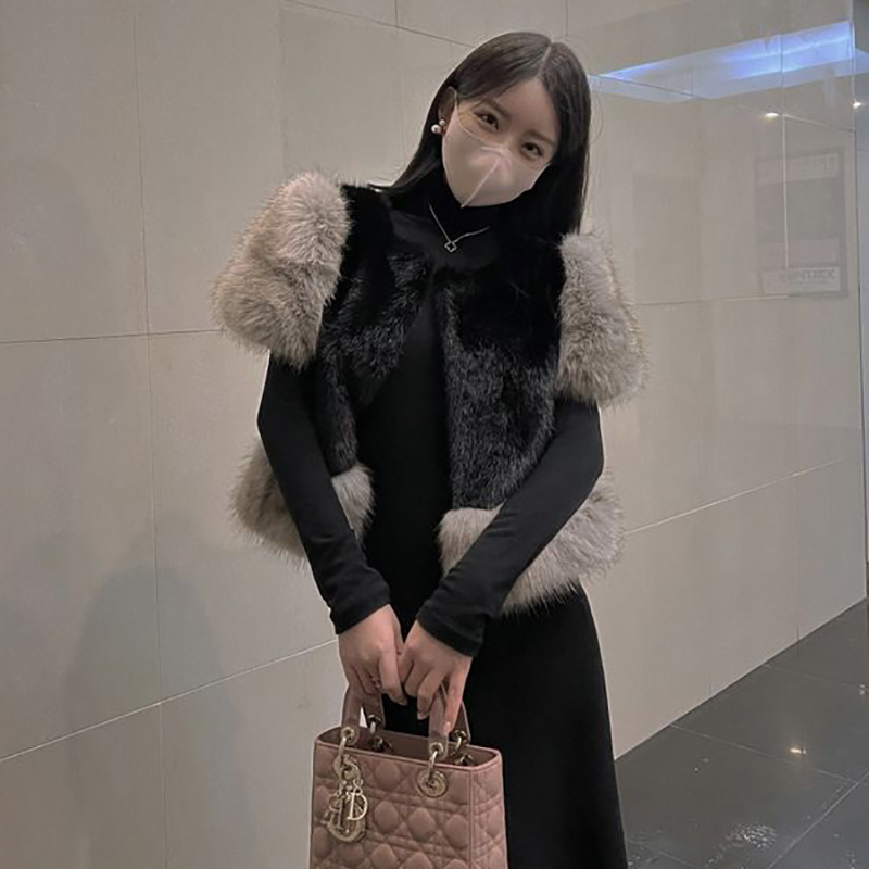 Colete de Pele Retro Doce Novo Estilo Outono Inverno East Gate, Casaco de Pele de Raposa Pesado com Estilo Coreano Solto para...