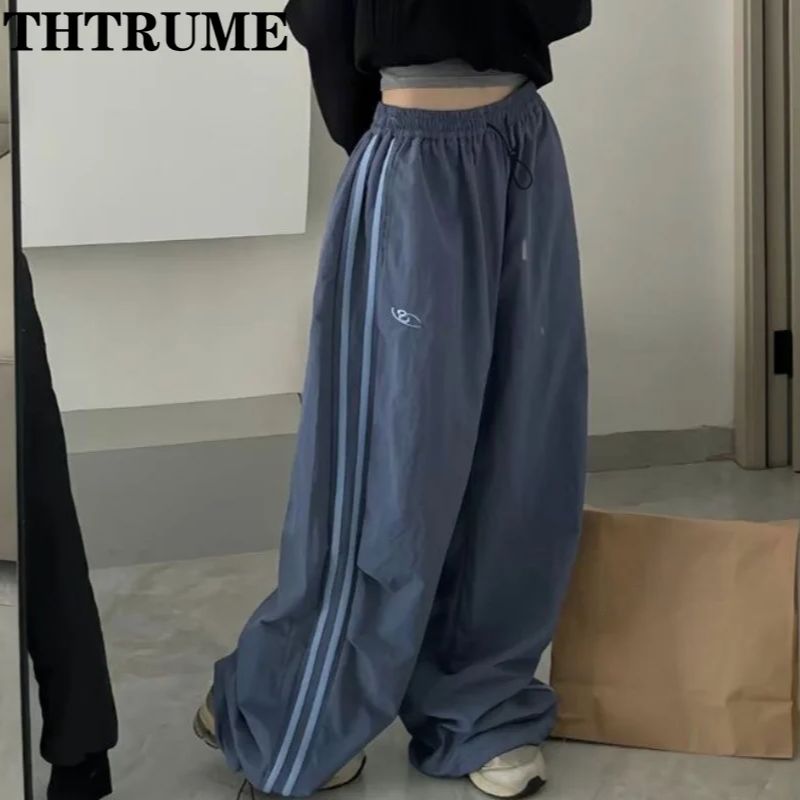Y2K Vintage Frauen Lose Hosen Übergroßen Hip Hop Kordelzug Tasche Mode Chic Cargo Pant Casual Büro Dame Baggy Neue Hosen