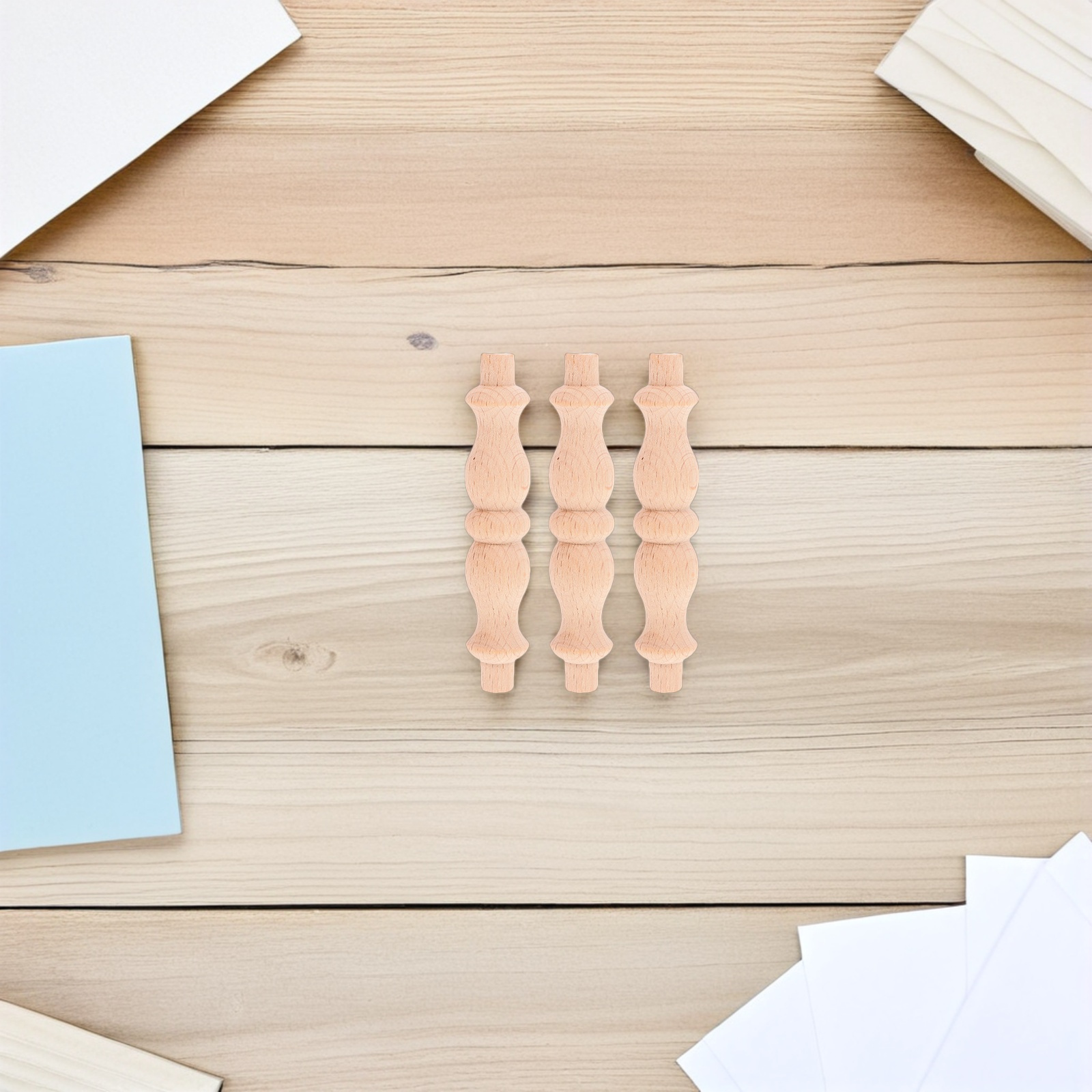 12pçs eixos de madeira de artesanato artístico, superfície inacabada de grão natural, fácil manutenção, ideais para móveis e escadas