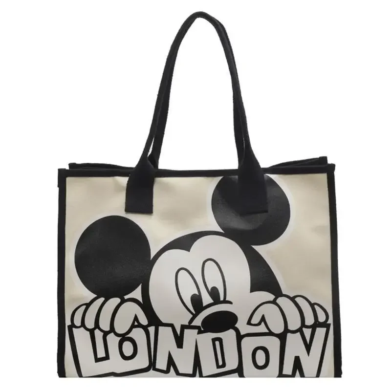 Nowa torba płócienna Disney Mickey damska wszechstronna codzienna torba na ramię torebka dojazdowa o dużej pojemności wielofunkcyjna torba dla mamy
