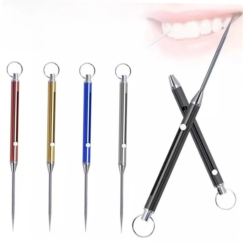 Llavero telescópico EDC de aleación de titanio multifuncional, colgante, regalo, tenedor de fruta, soporte para palillo de dientes para acampar, herramienta de desembalaje