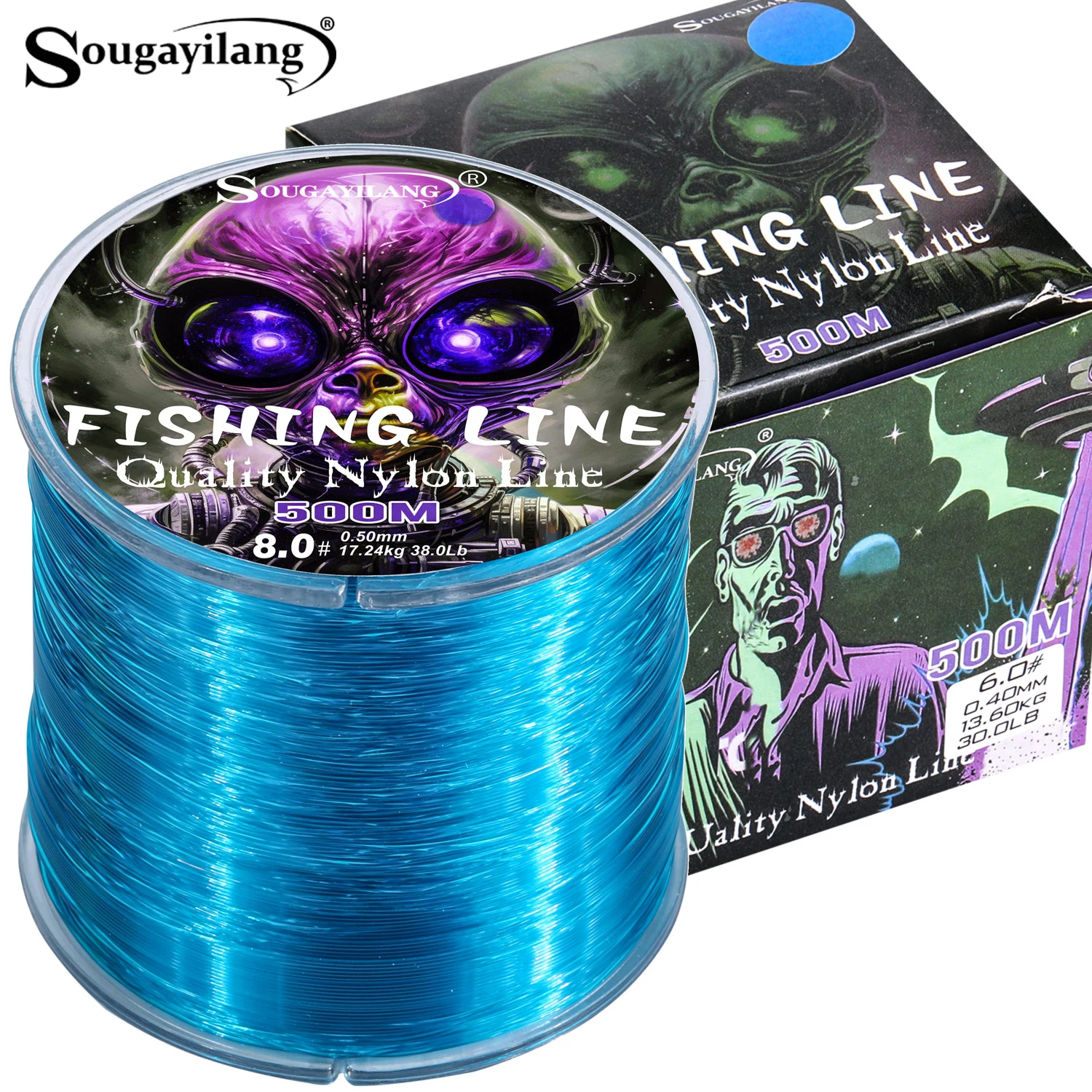 Sougayilang 500m Lenza da pesca in nylon Monofilamento giapponese super resistente Linea principale Cavo da pesca Resistenza all'abrasione ad alta resistenza
