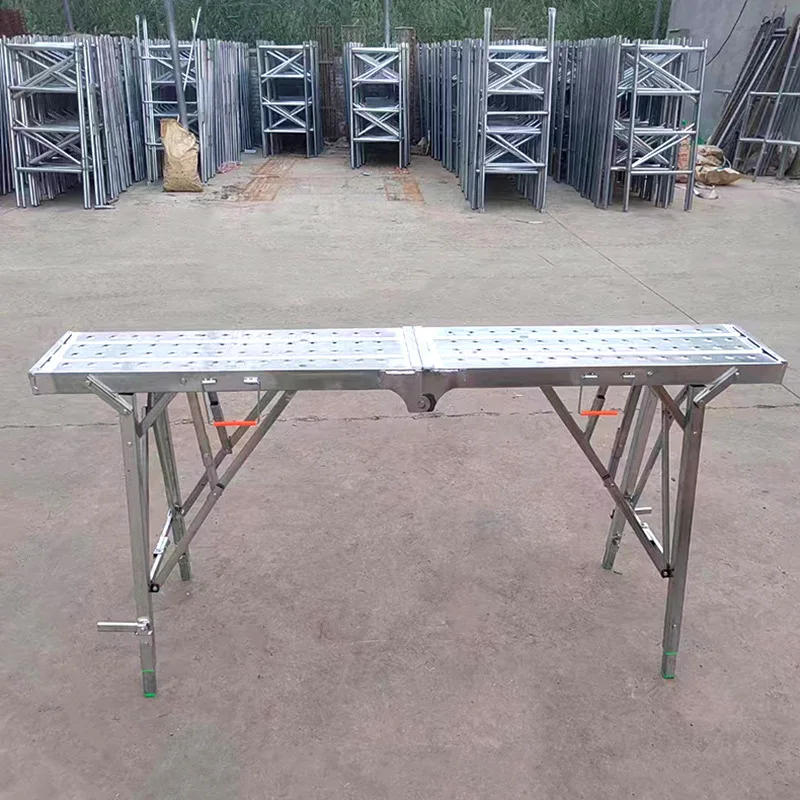 Moderne metalen constructieapparatuur Opvouwbare uitbreiding Telescopische steiger Industriële werkplatforms met combinatieladder