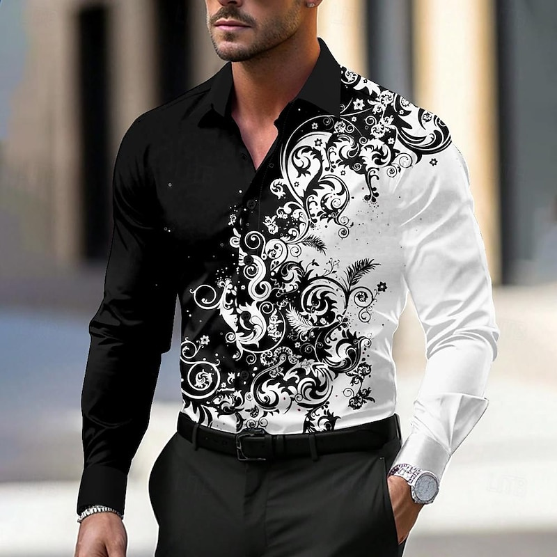Camiseta de manga larga para hombre, traje de alta calidad con solapa y botones, color rosa y negro, talla grande
