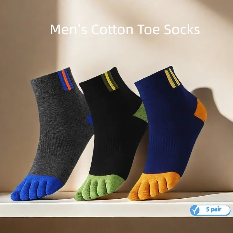 5 pares de calcetines informales de algodón con cinco dedos para hombre, calcetines deportivos transpirables con cinco dedos, calcetines con punta abierta de alta calidad para hombre
