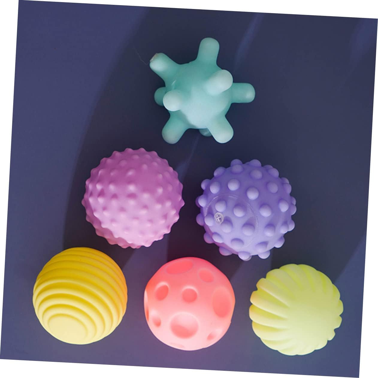 Paquete de 6 bolas sensoriales para niños, juguetes para bebés, bolas sensoriales con textura multicolor, juego de bolas de masaje con textura suave