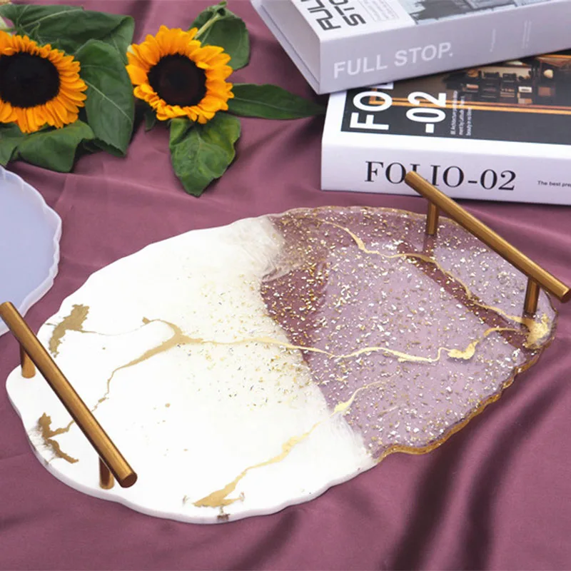 Tablett Silikon Form DIY Harz Form Kristall Epoxy Silikon Form Obst Disc Tee Platte Tabletop Untersetzer, Der Formen Werkzeug