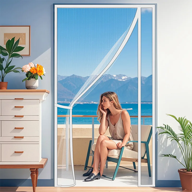 TYMF-mosquitera magnética para puerta y ventana, cortina de tamaño personalizado con apertura blanca, malla para insectos y red Invisible a prueba de mosquitos ﻿