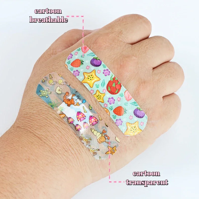 100pcs รูปแบบการ์ตูนกันน้ํา Hemostasis กาวผ้าพันแผลแผลพลาสเตอร์ First Aid Emergency Kit Band Aid สติกเกอร์สําหรับเด็ก