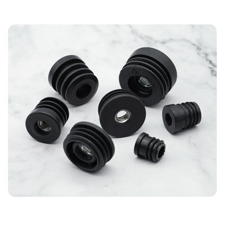 4/10pcs Black Square/Round Blanking End Caps Pipe Tube Plastic 15 16 19 20 25 30 32 38 50mm Inserts With M6 M8 M10 Metal Thread