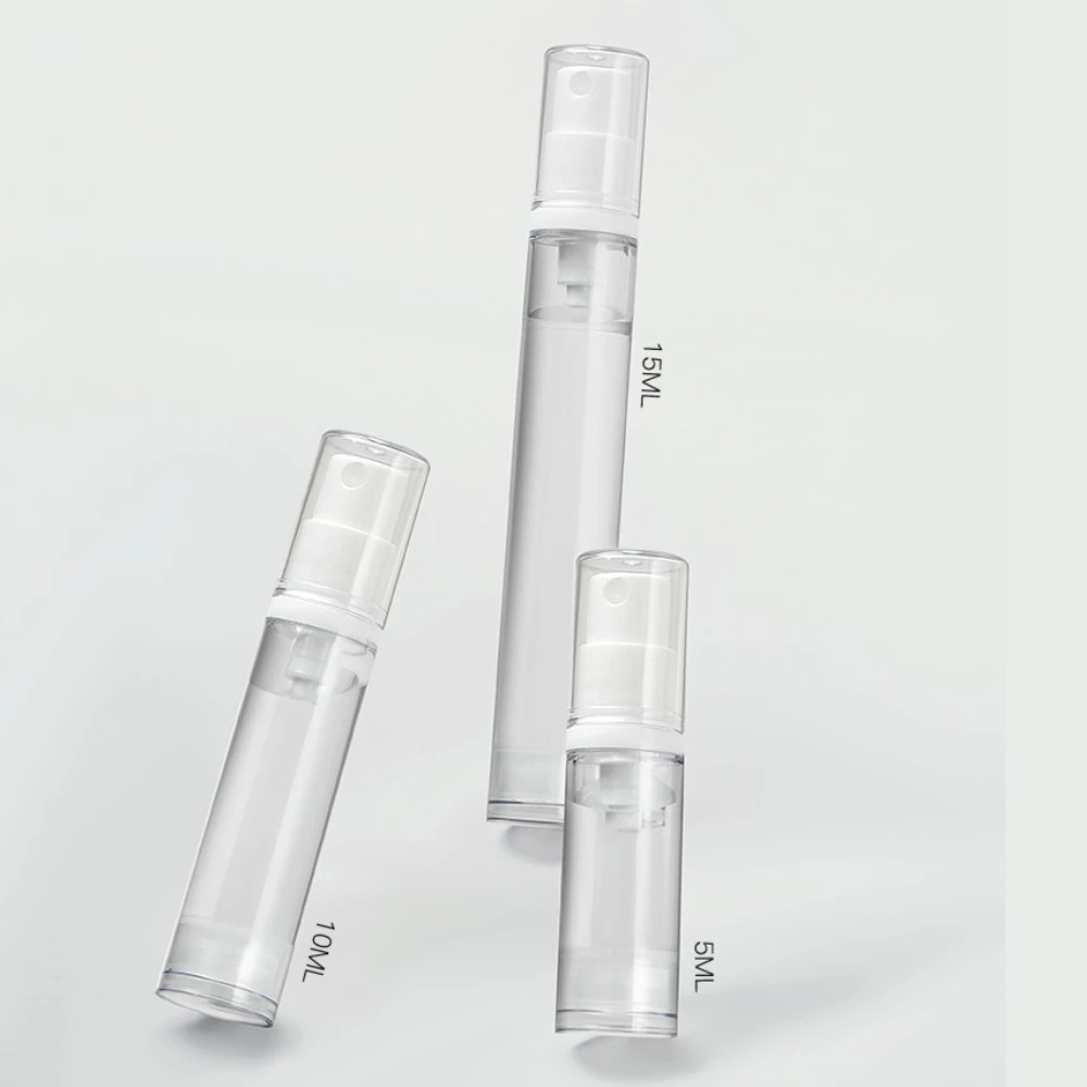 1 Set 5-15ML Clear Empty Refillable Airless Vacuum Pump Cream Lotion and Spray Portable Bottle Set Sample Packing for Toiletries