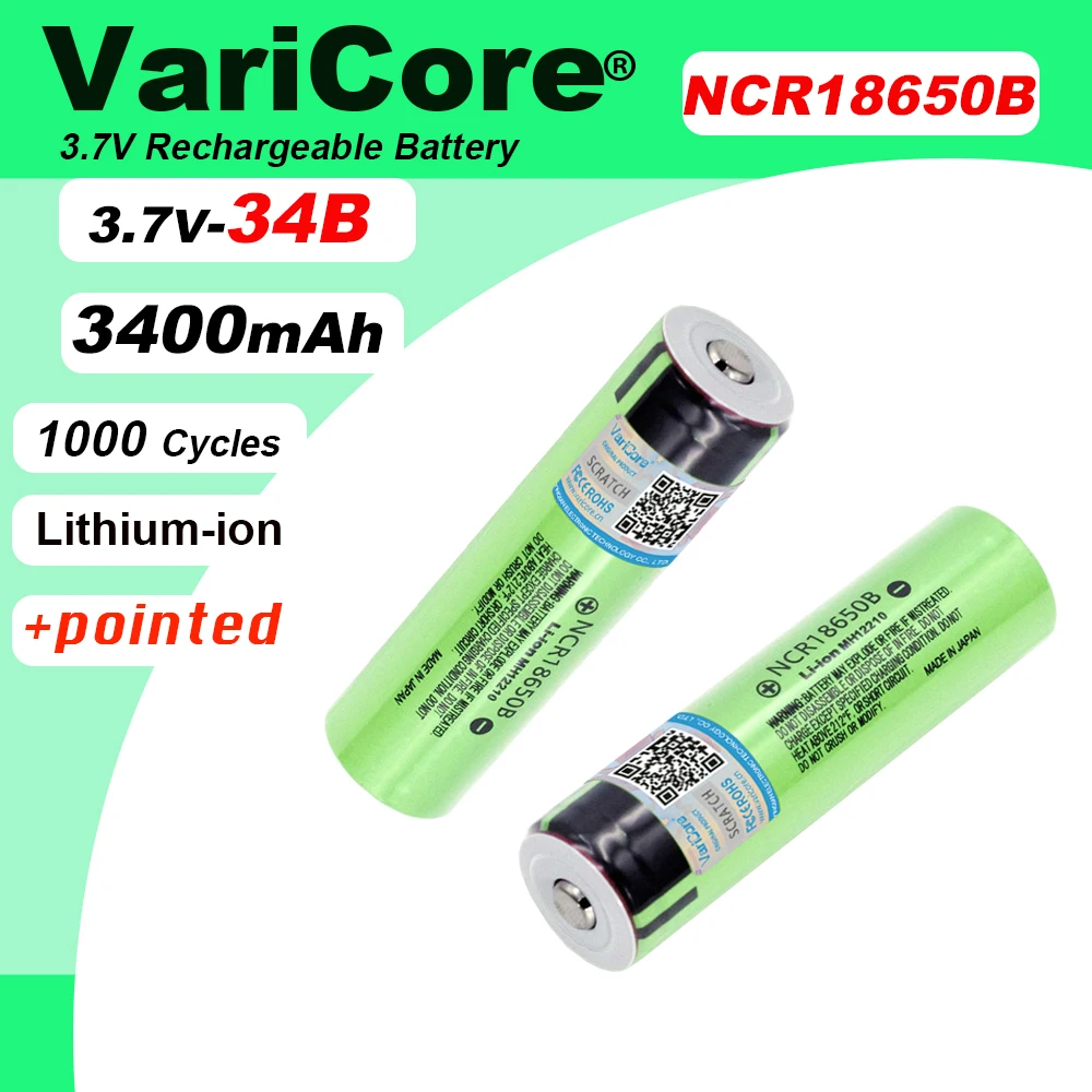 Горячая оригинальная литиевая аккумуляторная батарея VariCore NCR18650B 3,7 В, 3400 мАч, 18650 с заостренными батареями (без печатной платы)