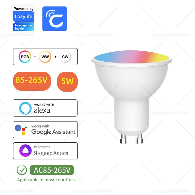 ZigBee GU10 WIFI Lampadine LED intelligenti RGB CW Bianco 5W Lampade dimmerabili Lampadine di controllo APP Funziona con Alexa/Google Siri lampada interruttore