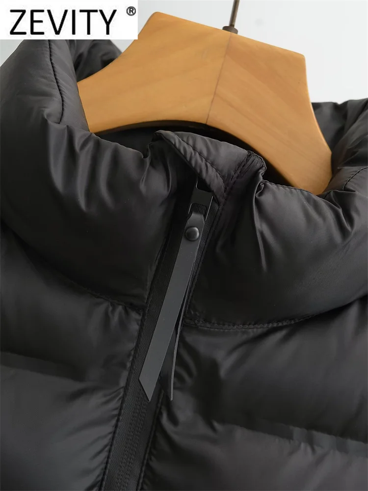 ZEVITY 2023ผู้หญิงวินเทจแขนยาวPatchworkผ้าฝ้ายเบาะเสื้อแจ็คเก็ตหญิงกระเป๋าOuterwear Chicซิปเสื้อสั้นCT5817