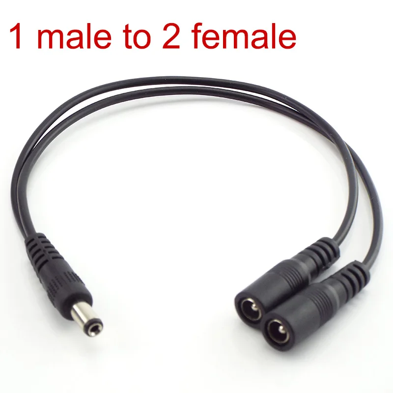 5.5 มม.* 2.1 มม.1 หญิง 2 ตัวเชื่อมต่อชายหญิงปลั๊ก DC Power Splitter สายกล้องวงจรปิด LED Strip Light อะแดปเตอร์จ่ายไฟ