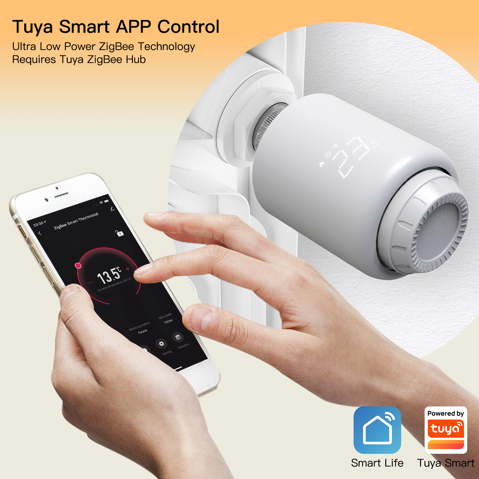 Tuya Zigbee-温度コントローラー付きサーモスタットクーラー,ワイヤレスリモコン,音声コマンド,Smartlife