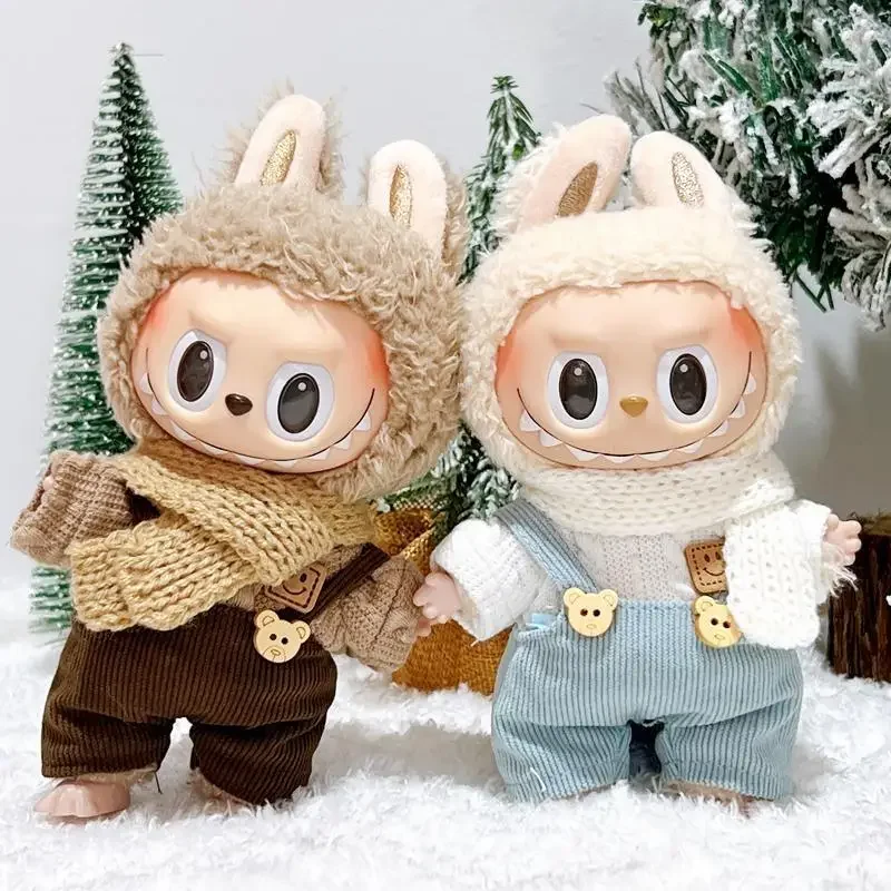 สําหรับ Labubu v1/v2 นั่งเสื้อผ้าเด็กคริสต์มาสแต่งตัวหมีหลวมน่ารัก macaron labubu อุปกรณ์เสริมน่ารักตกแต่งเสื้อผ้า