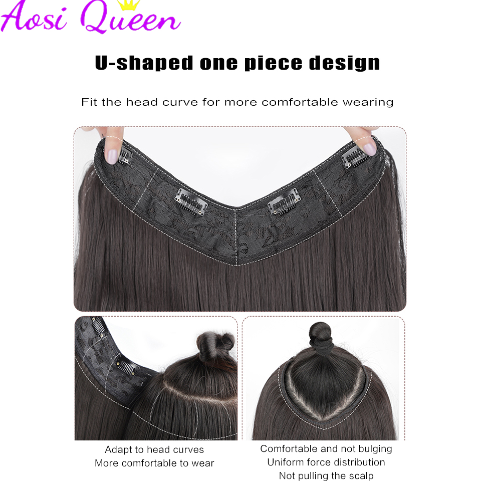 Aosi วิกผมสังเคราะห์ผู้หญิงชิ้นเดียวผมหยิกแบบฝรั่งเศสมองไม่เห็นเพื่อเพิ่มวอลลุ่มผมหยิกที่ยืดผม