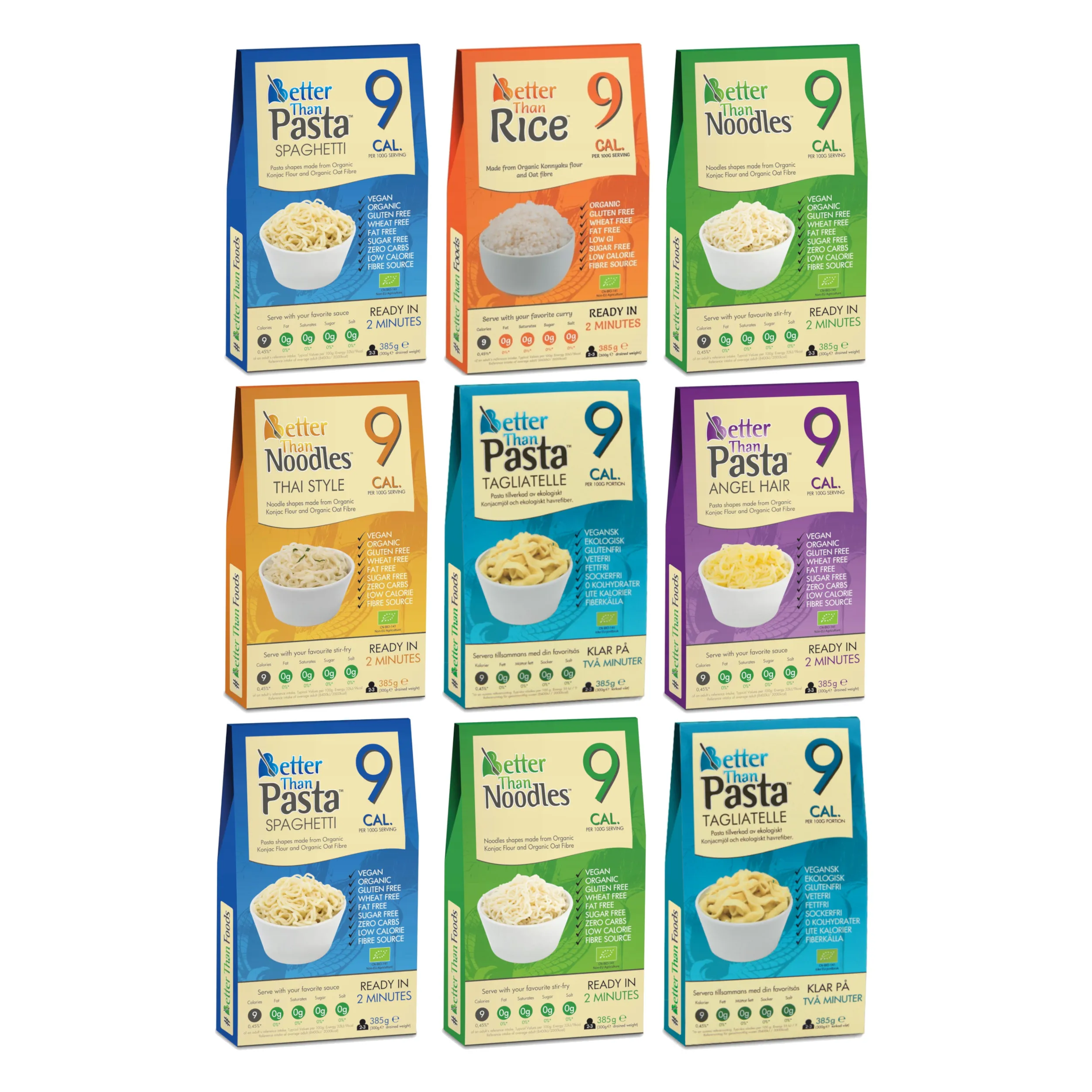 Makaron Konjac BETTER THAN FOODS typu noodle BIO Mix 9x 385 g (300 g)
