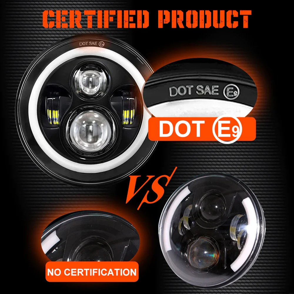 1 ชิ้น 7 นิ้ว Moto รถ Led ไฟหน้า H4 รอบไฟหน้า Amber Turn สัญญาณสําหรับ Jeep Wrangler JK TJ ไฟหน้า 7 "ไฟหน้า