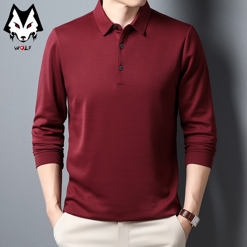 Polo informal de negocios para hombre, camiseta de manga larga, Top liso cómodo de verano