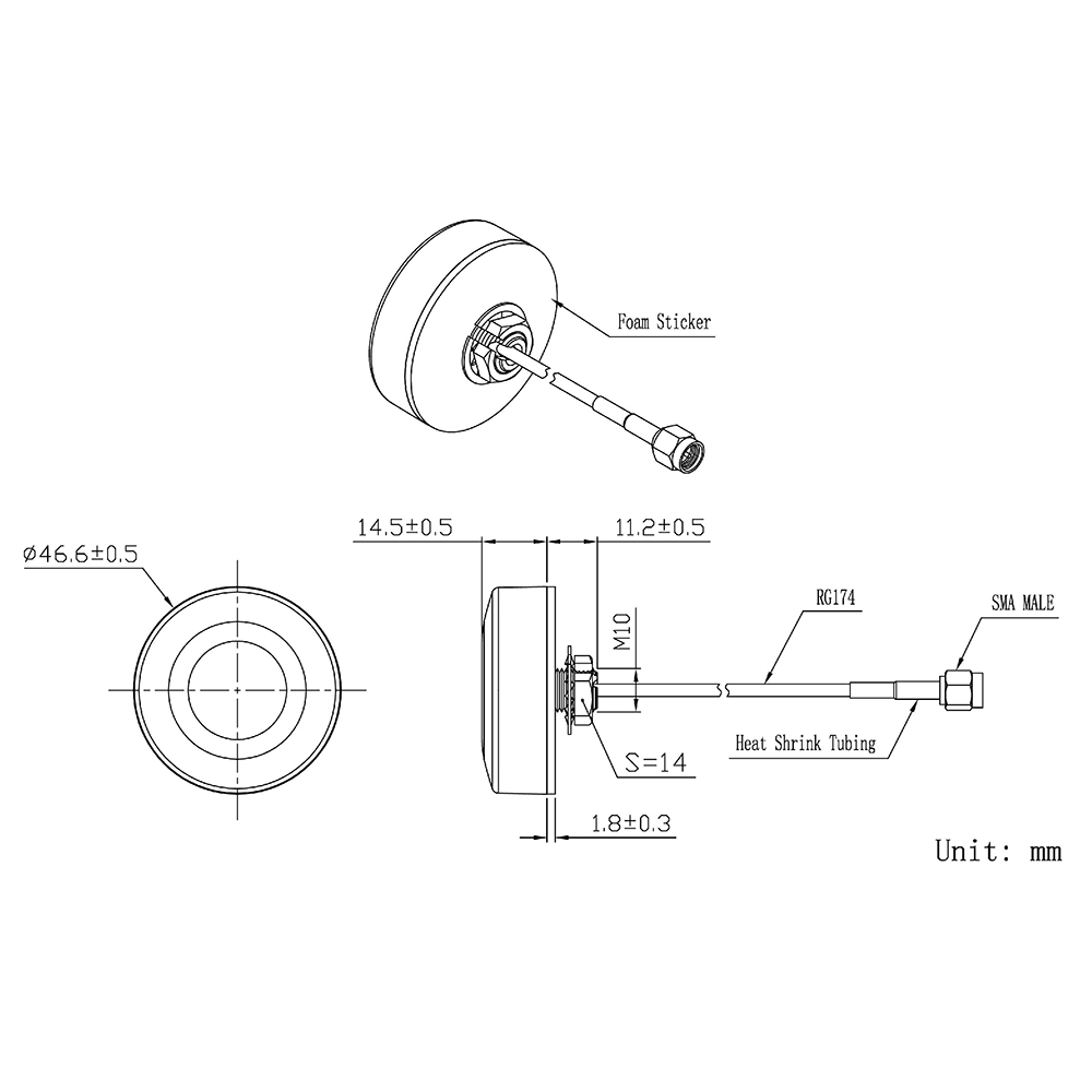 4G Dachmontierte Antenne, wasserdichte LTE-Sma-Steckerantennen für den Außenbereich