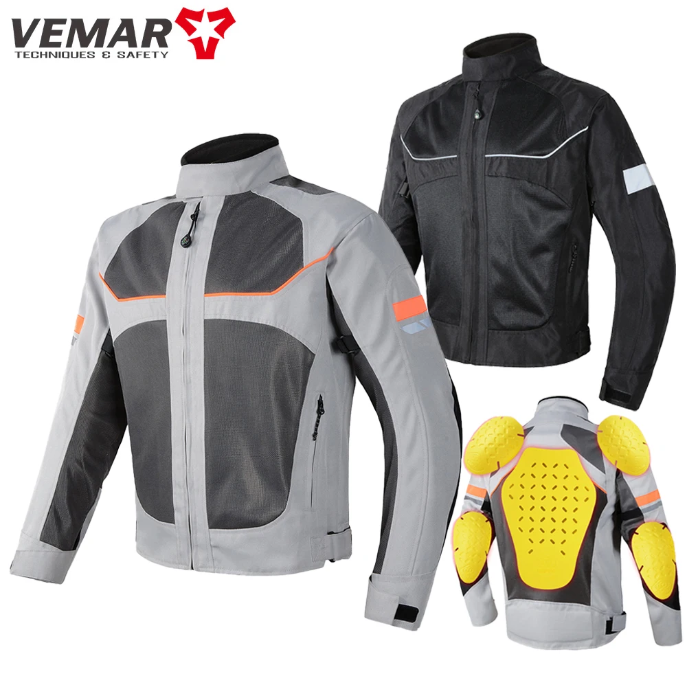 Vemar Sommer Männer Motorrad Jacke Motocross Schutz Getriebe Jacke Mantel Männlichen Racing Reflektierende Oxford Kleidung Motorrad Jacke